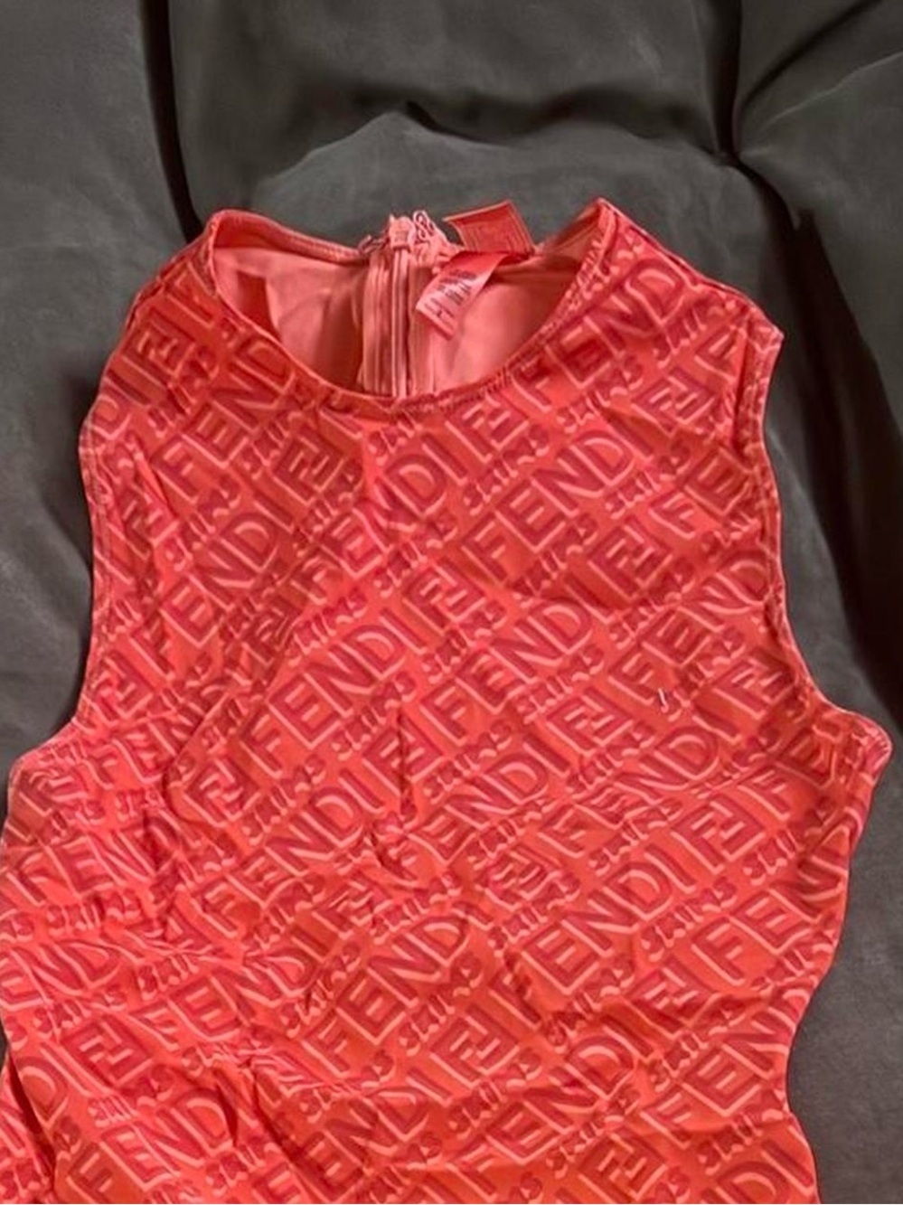 Skims Fendi Red Logo-Embossed Sleeveless Dress - Picture 3 of 4